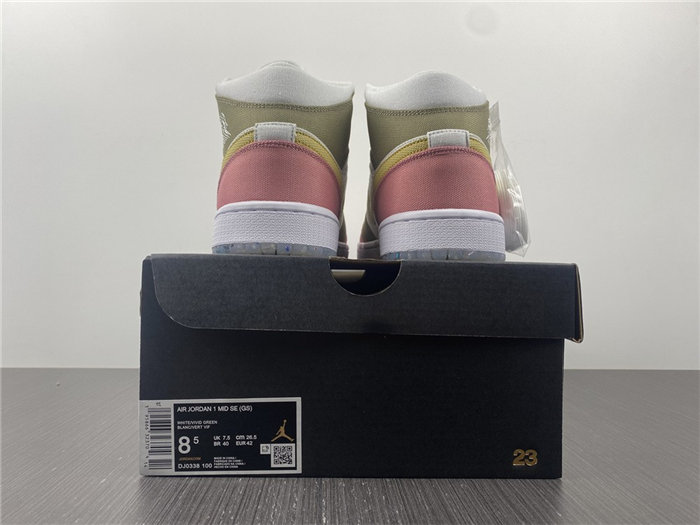 Jordan1 Mid SE Pastel Vivid Green Grind  DJ0338-100