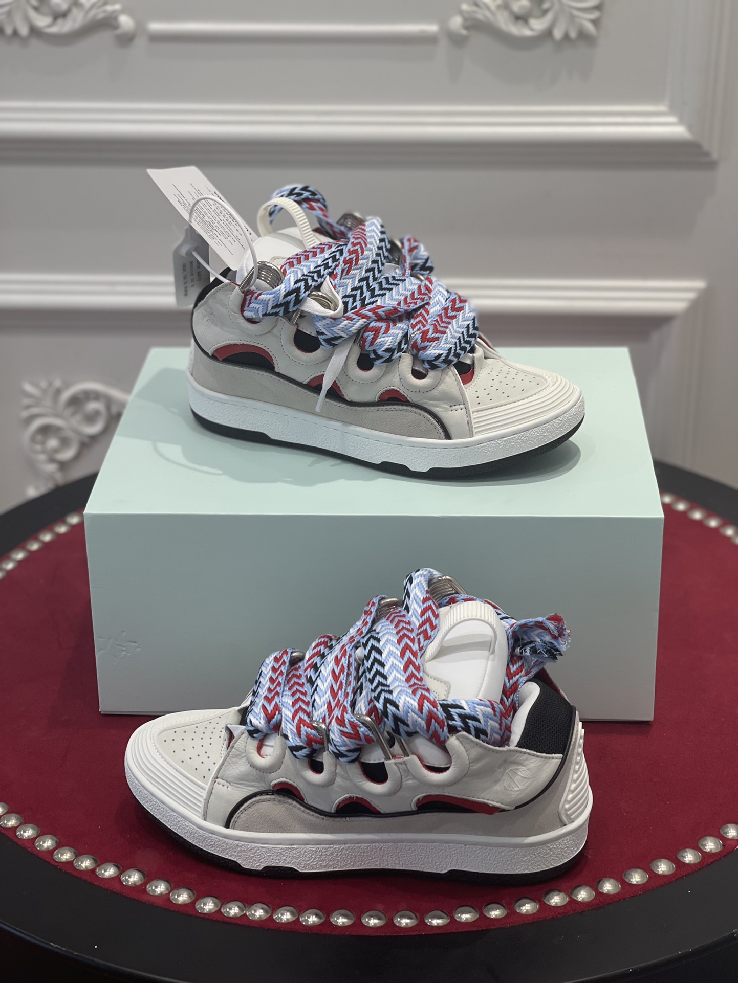 Lanvon Leather Curb Light Grey Blue Black Red FM-SKRK11-DRAG-E221220